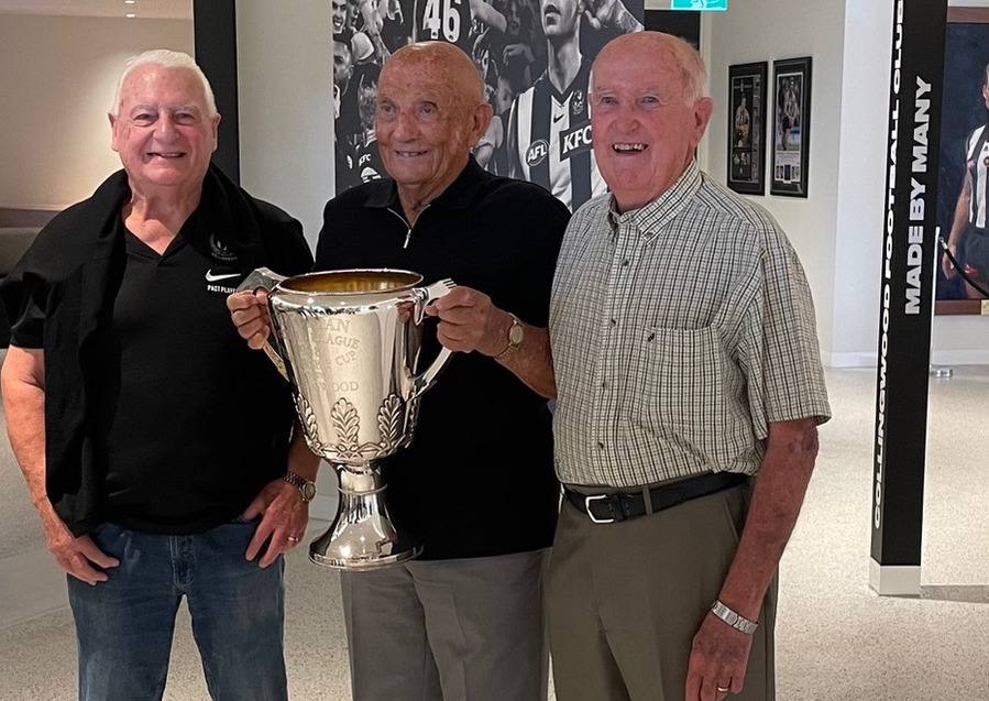 From left: Keith Burns, Brian Gray and Brian Beers, with Gavin Crosisca from the Past Players in the background